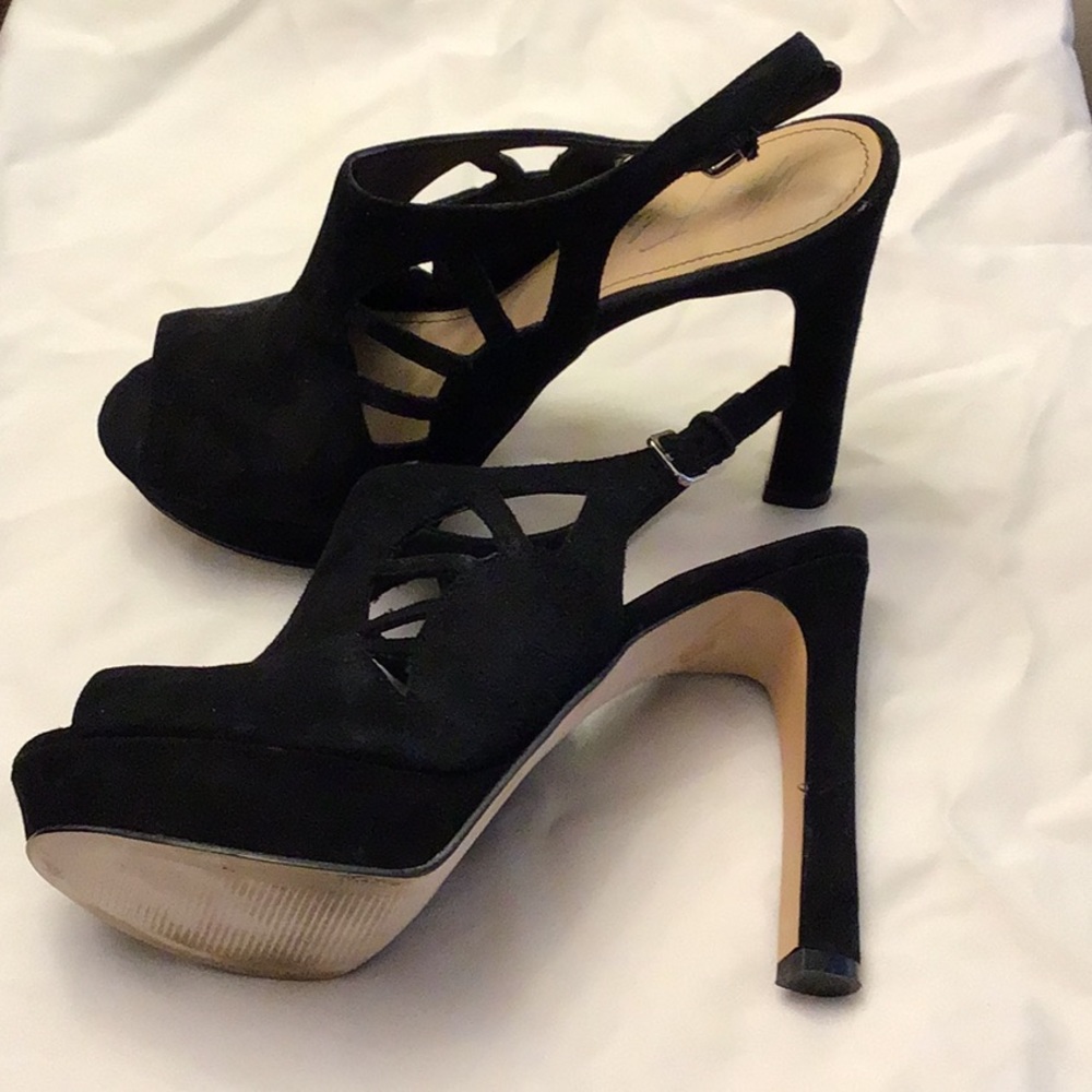 Black leather heels